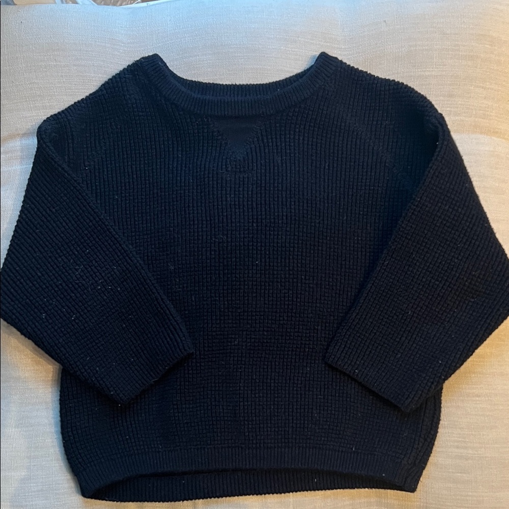 Zara Cozy Black Waffle Knit Sweater